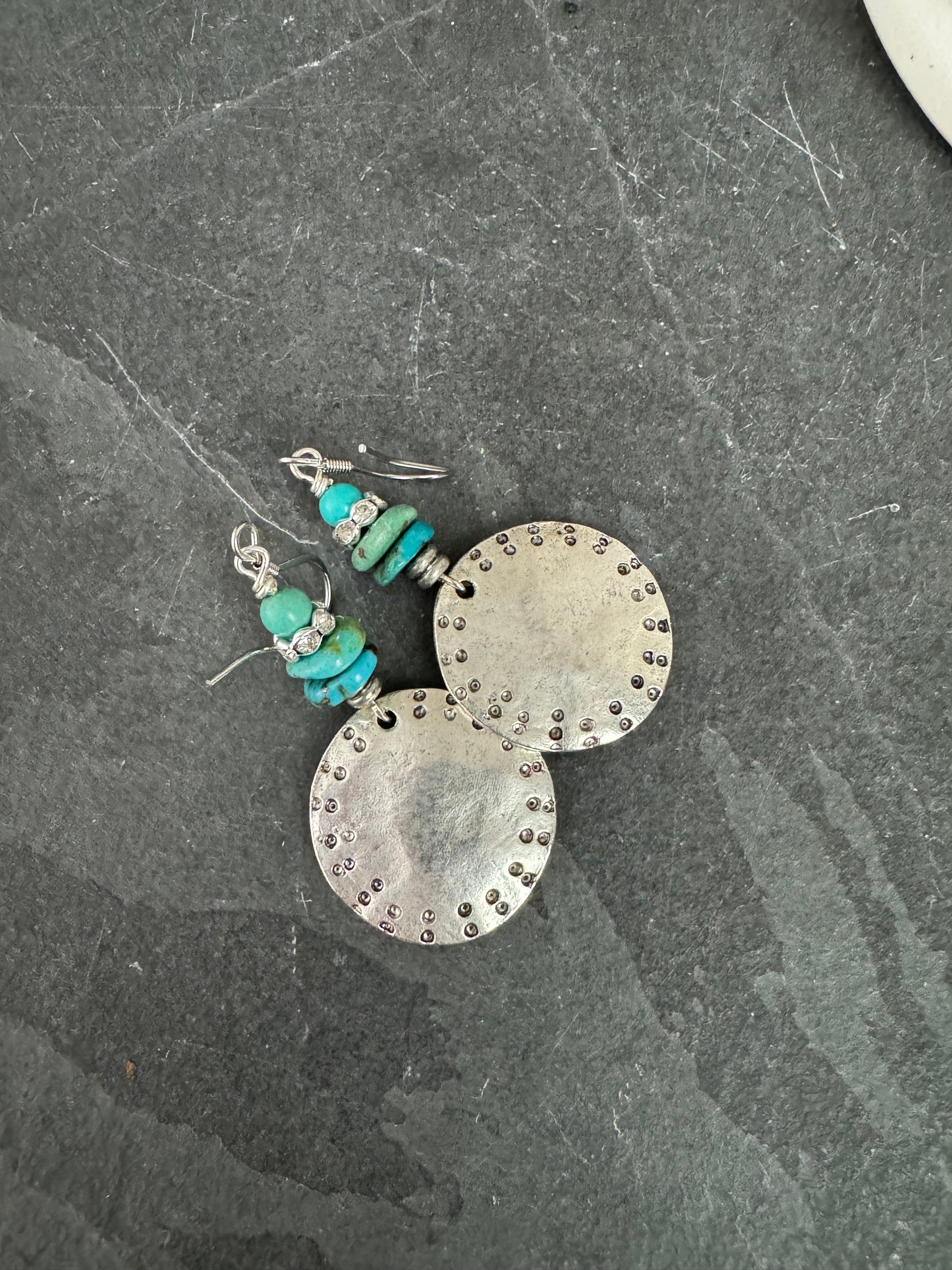 Turquoise stone, silver metal, earrings