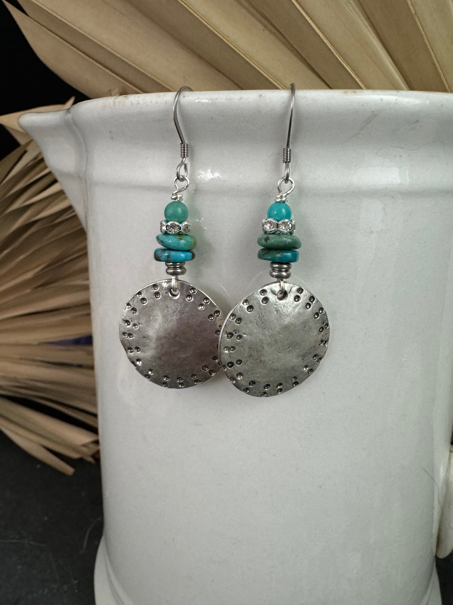 Turquoise stone, silver metal, earrings