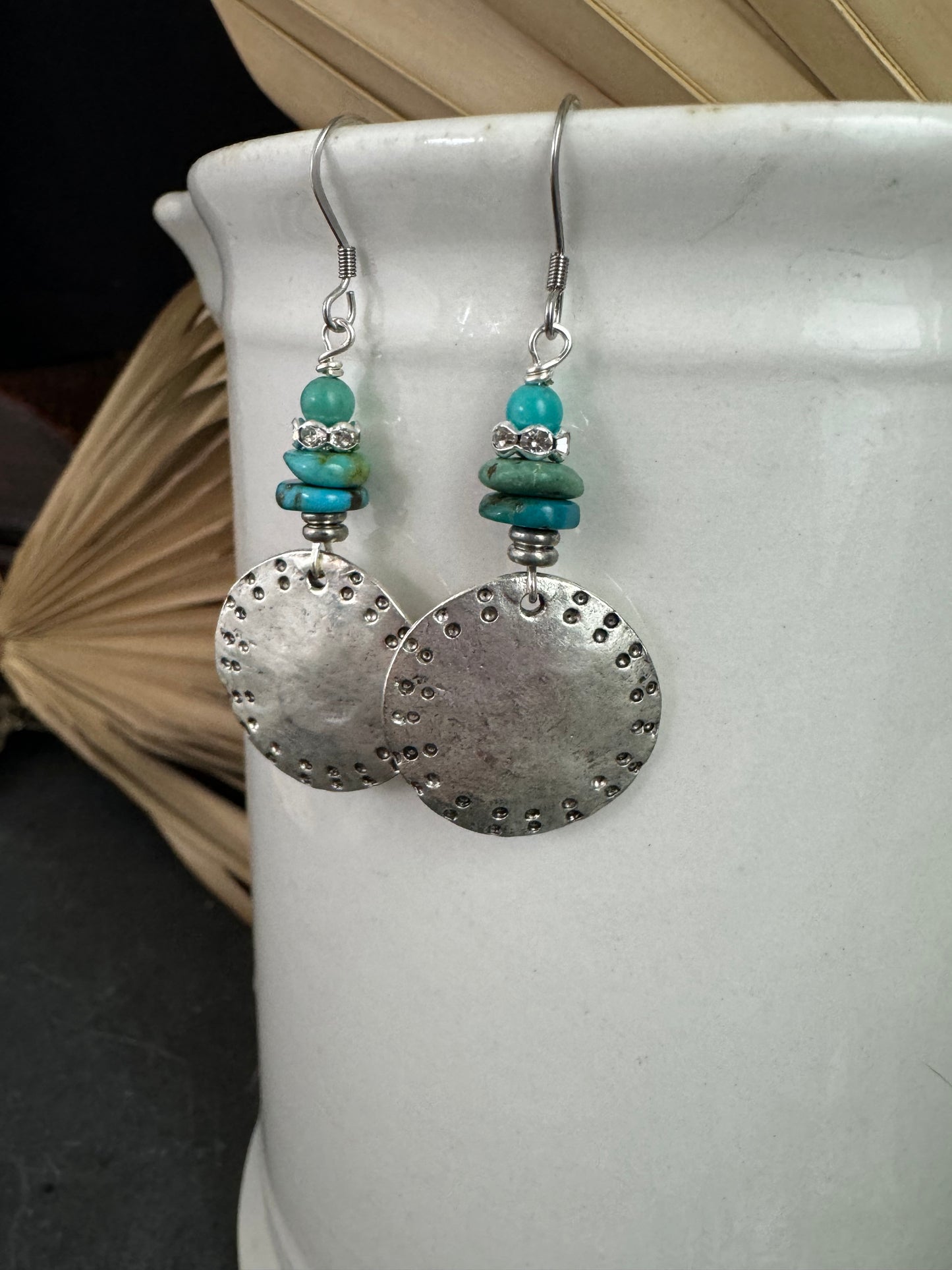 Turquoise stone, silver metal, earrings