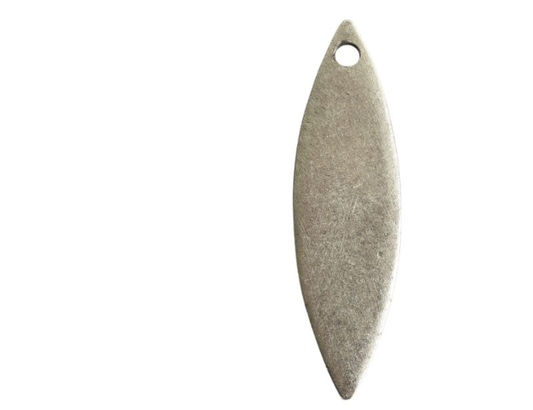 Flat Tag Pendant, Navette 9x30.5mm, Antiqued Silver, by Nunn Design