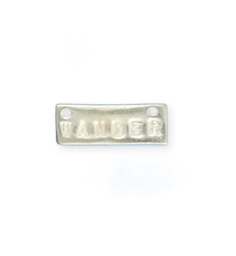 24x9mm, Wander - Sterling Silver Plated charm- rectangle