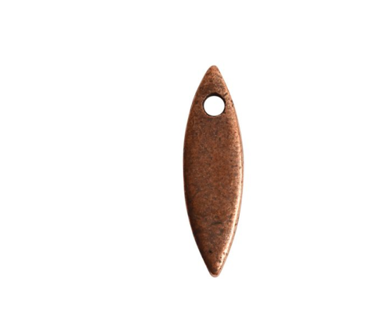 Flat Tag Mini Navette Single Hole Antique Copper 18 mm- Nunn Design