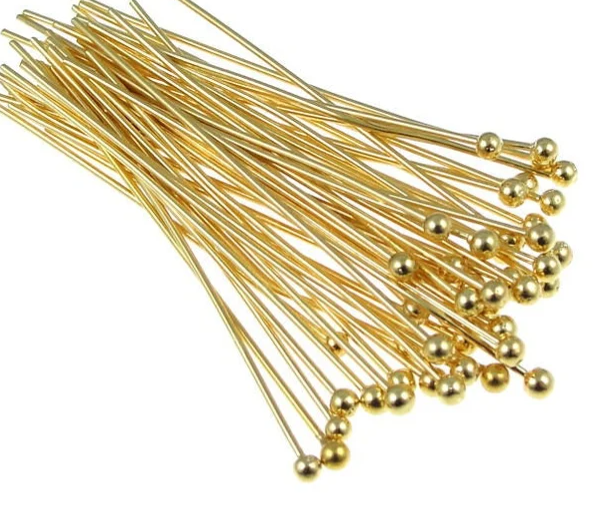 Gold Plated Brass 2 Inch 22g Ball Headpins With A 2mm Ball 100 Per Andria Bieber Designs 7837