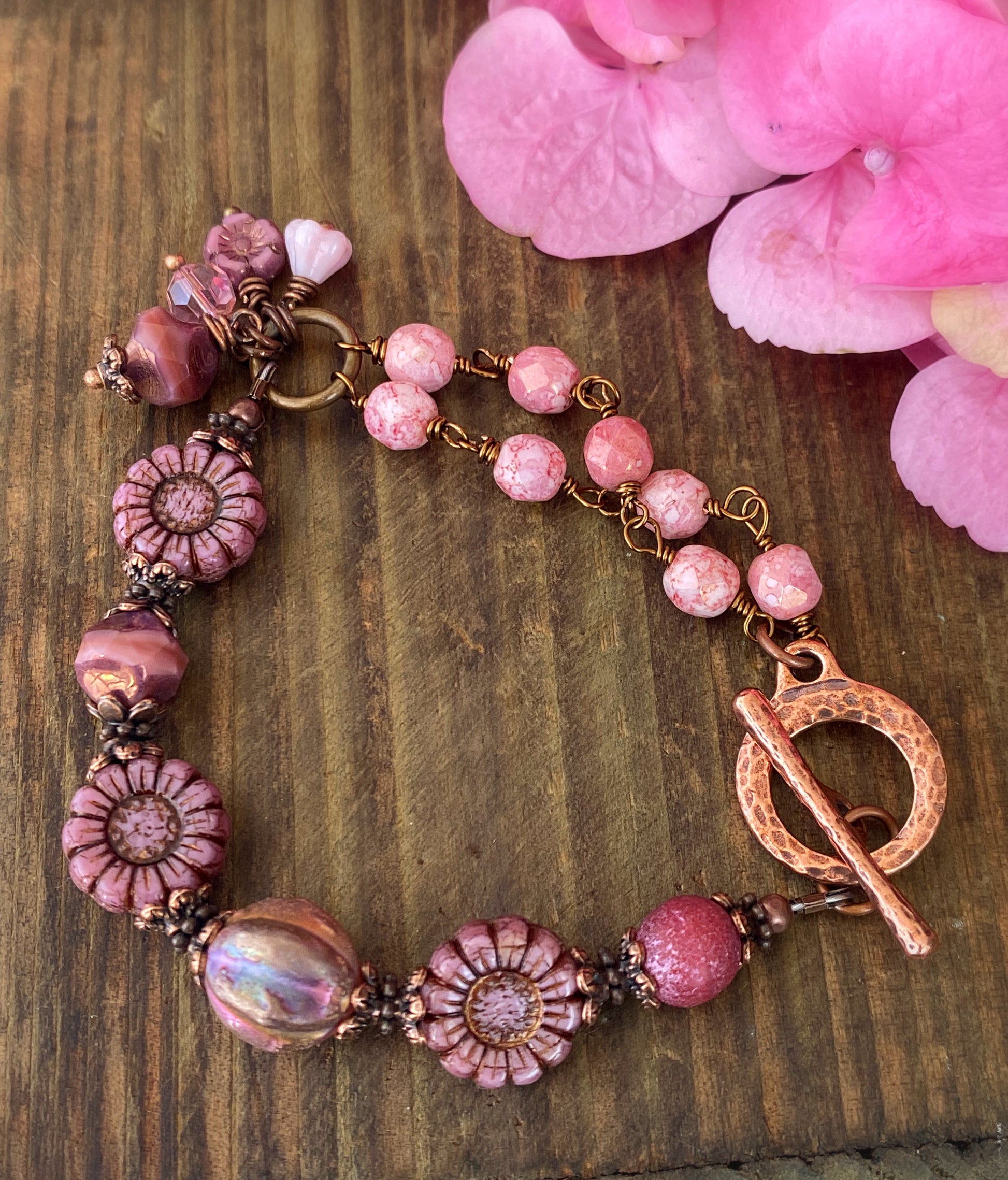 Pink Flower Bracelet