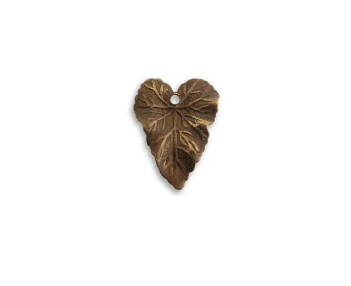 Woodland Leaf Charm- Vintaj BRONZE/BRASS metal- 8x14mm