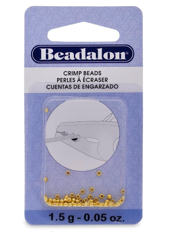 Beadalon, Crimp Beads, Gold plated, Size #2, 1.5Grams/Pkg