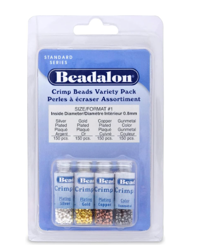 Beadalon, Crimp Bead Variety Pack, Size #1, 1.3 mm / .051 in, I.D., 2.0 mm / .078 in