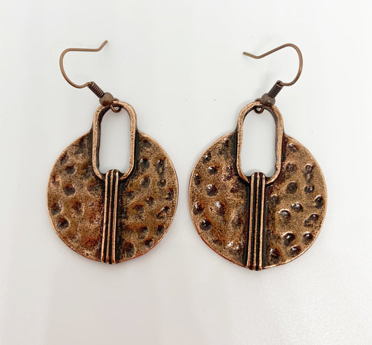 Modern drops, copper metal, hoops, earrings, jewelry. - Andria Bieber Designs 