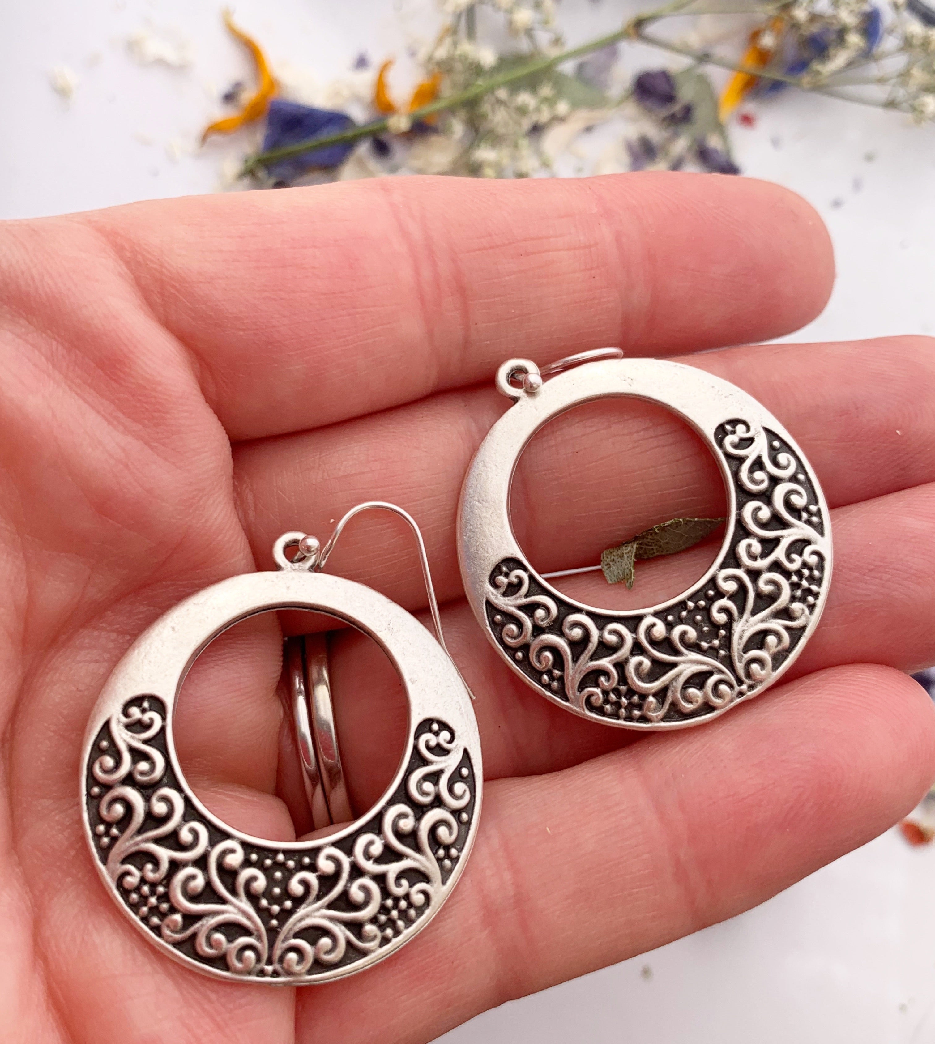 Sterling silver deals filigree hoop earrings